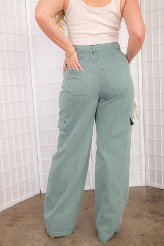 Stepping Out Green Cargo Pants-HYFYE-L. Mae Boutique
