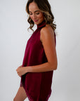 Asymmetrical garnet top for SEC game day, University of South Carolina game day top, burgundy halter top