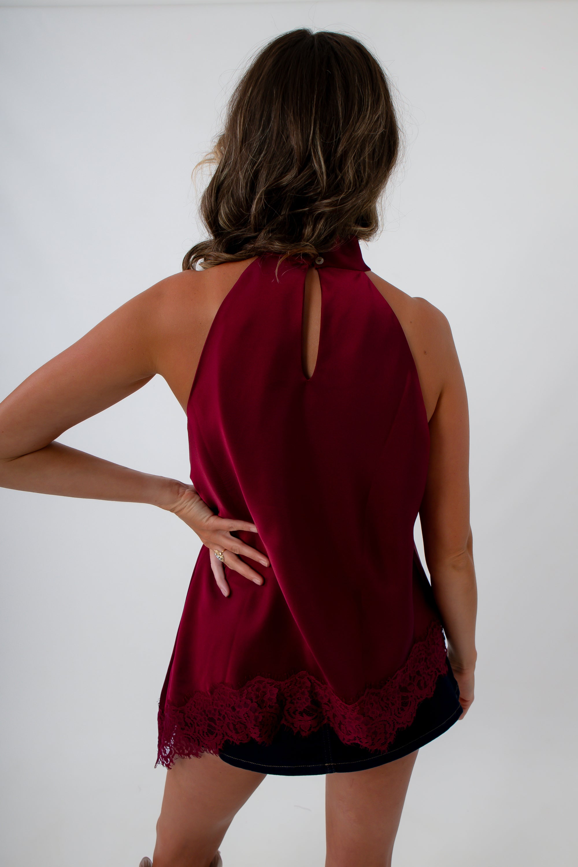 Burgundy going out top with lace details, USC game day top, Texas A&amp;M game day top