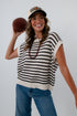 Fourth Quarter Black Stripe Knit Top