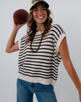 Fourth Quarter Black Stripe Knit Top