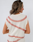 Queen of Sparkles Baseball Sequin Stitch Top back view