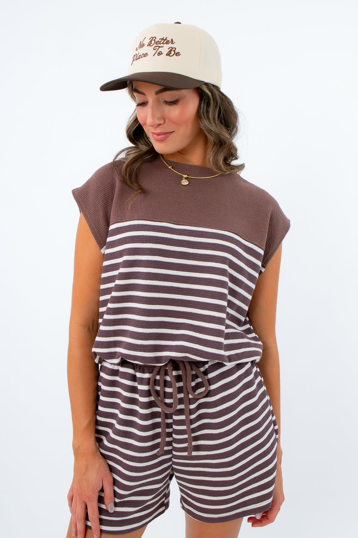 Halftime Brown Stripe Knit Top