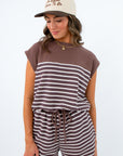 Halftime Brown Stripe Knit Top