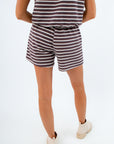 Brown and white striped shorts, comfy brown lounge shorts, fall matching striped sets