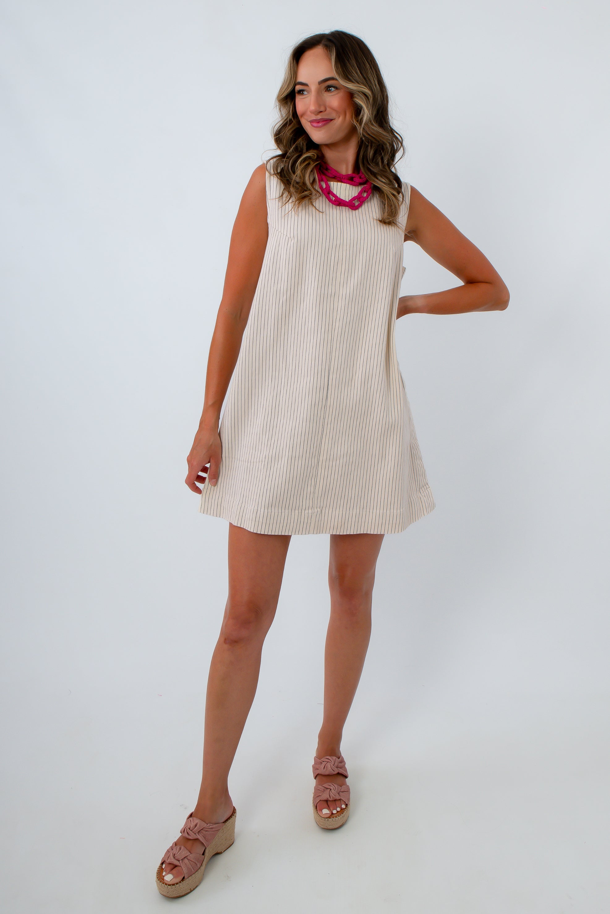 100% cotton relaxed fit dress, relaxed fit striped dress, classy striped dress