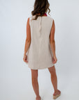 Off-white cotton dress, off-white dress with stripes, striped shift dress