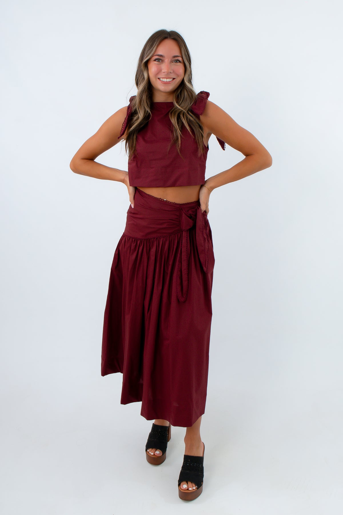 Burgundy Skirt Set