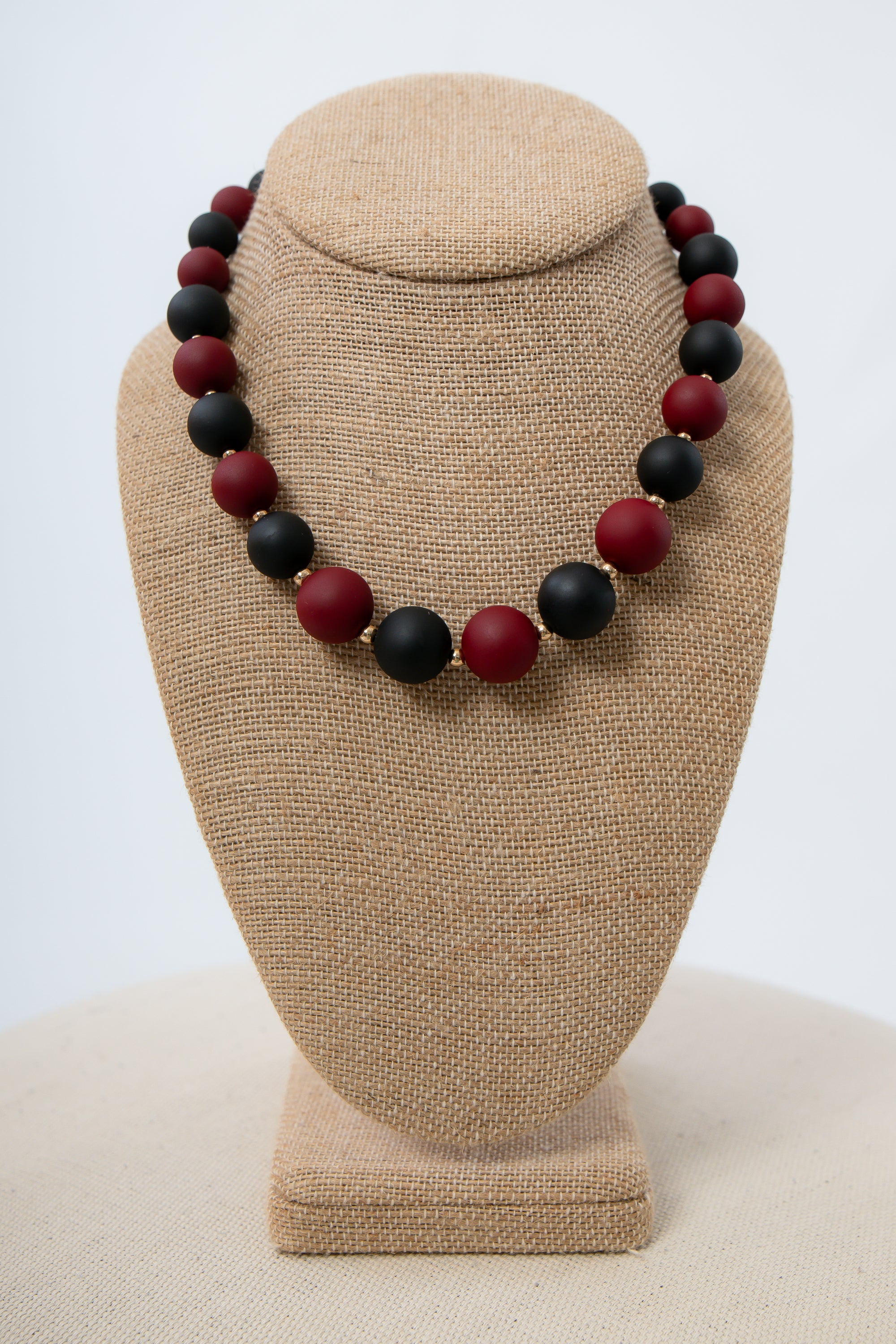 Burgundy and Black Beaded Necklace