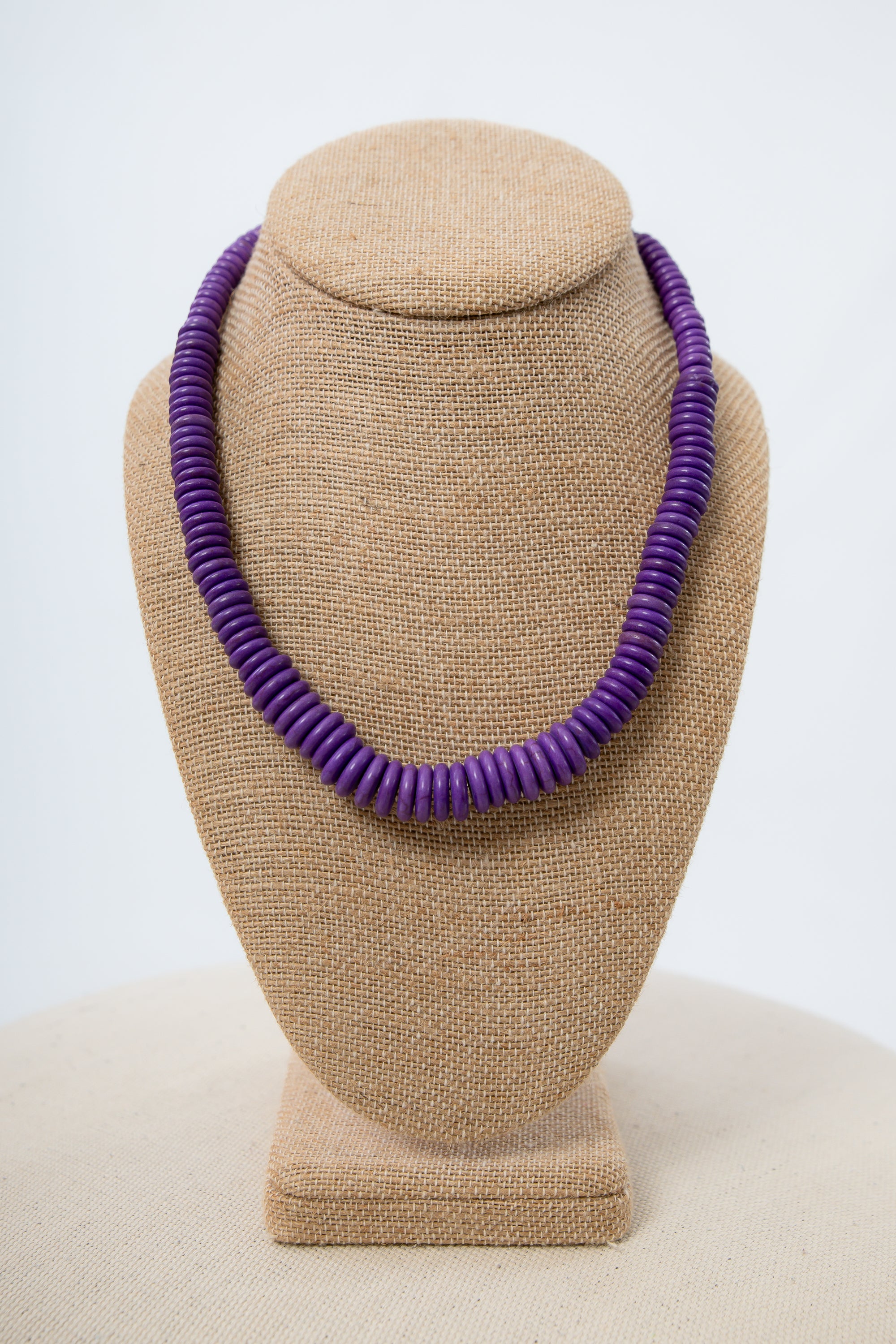 Purple Stone Beaded Disc Necklace