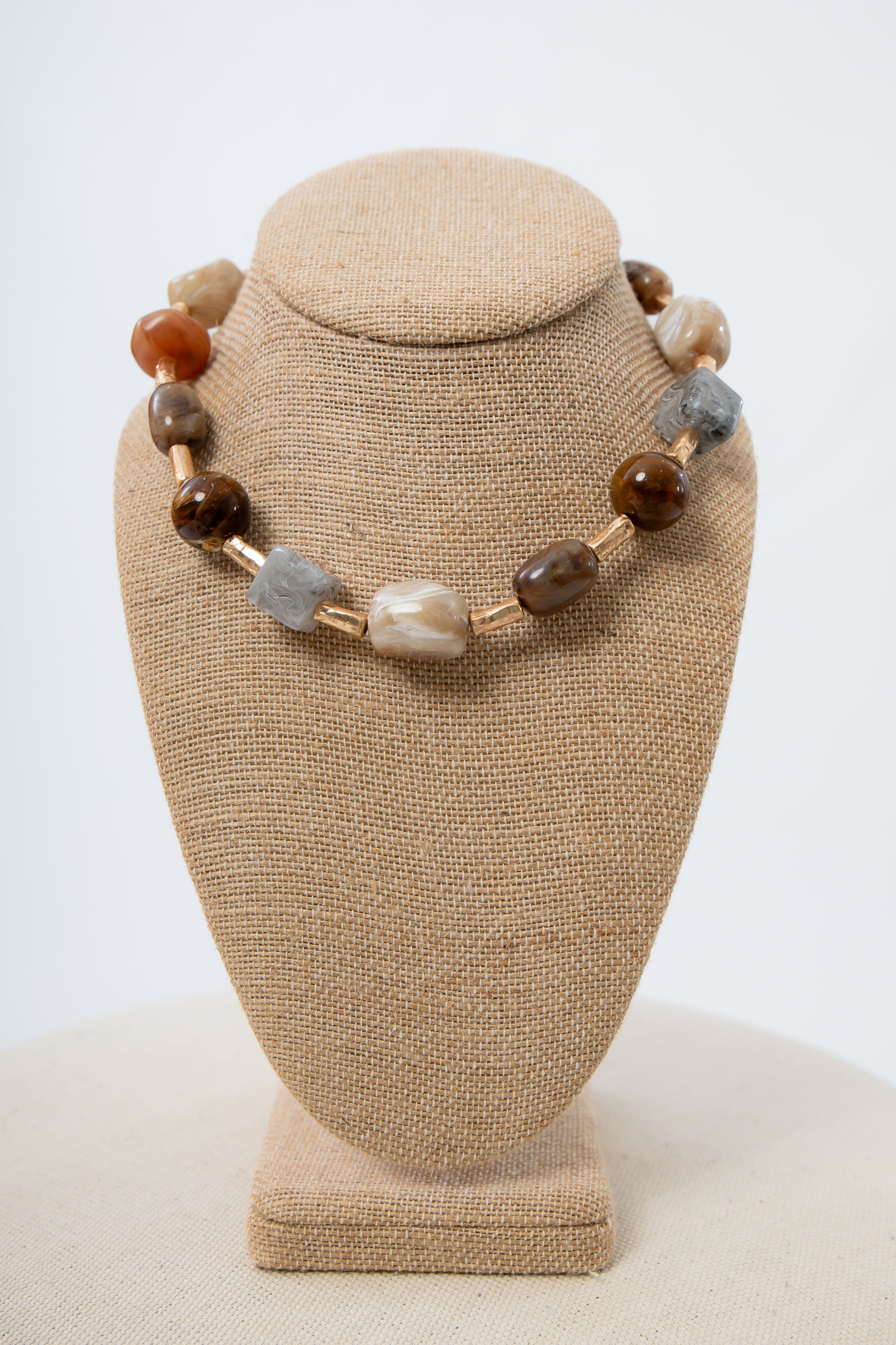 WH Brown Multi Beaded Necklace