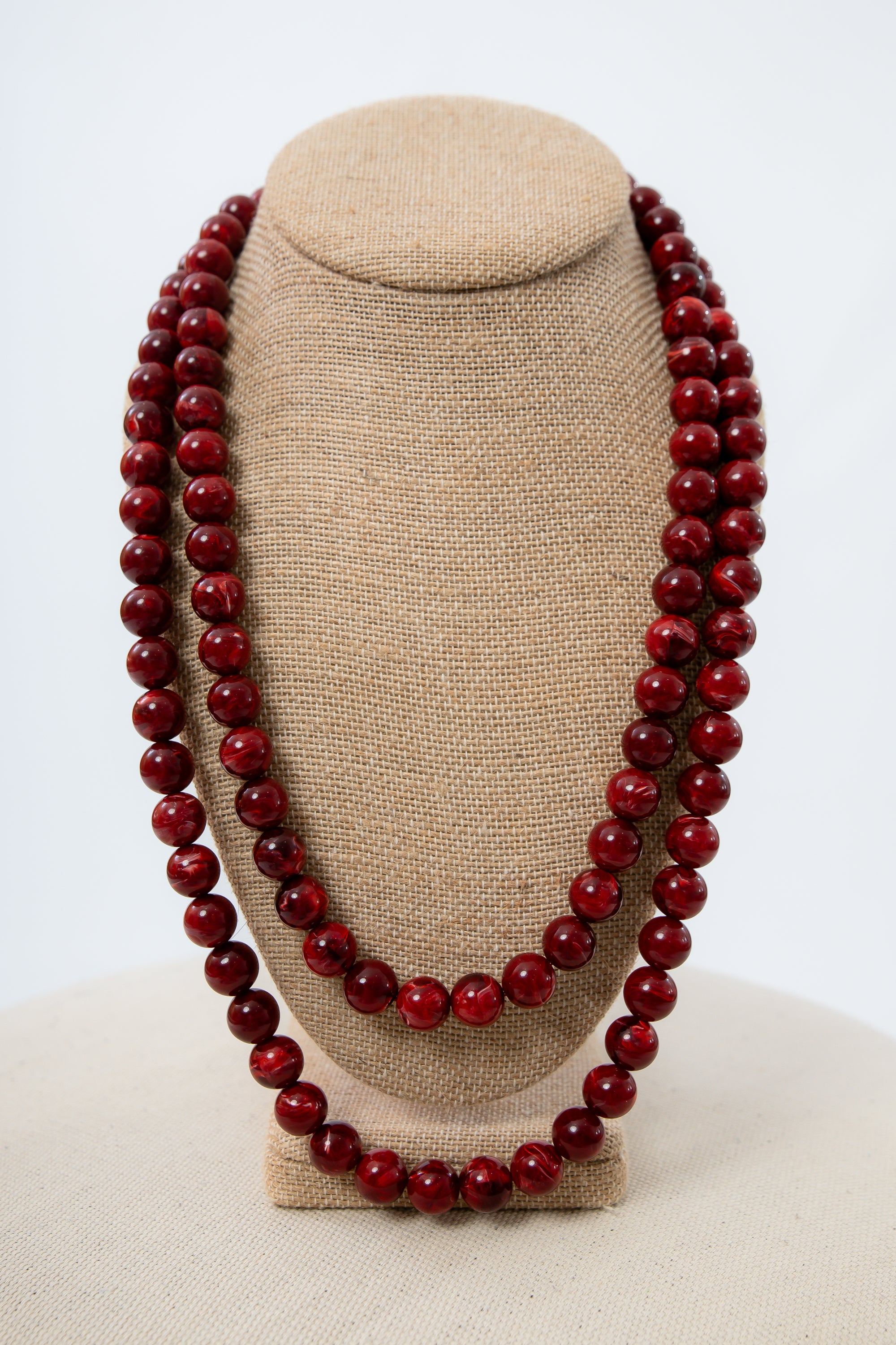 Cranberry Long Beaded Necklace