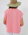Frankie Pink Knit Sleeveless Sweater back view