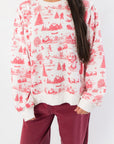 Holiday Toile Red Patterned Sweatshirt