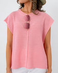 Close-up of Frankie Pink Knit Sleeveless Sweater