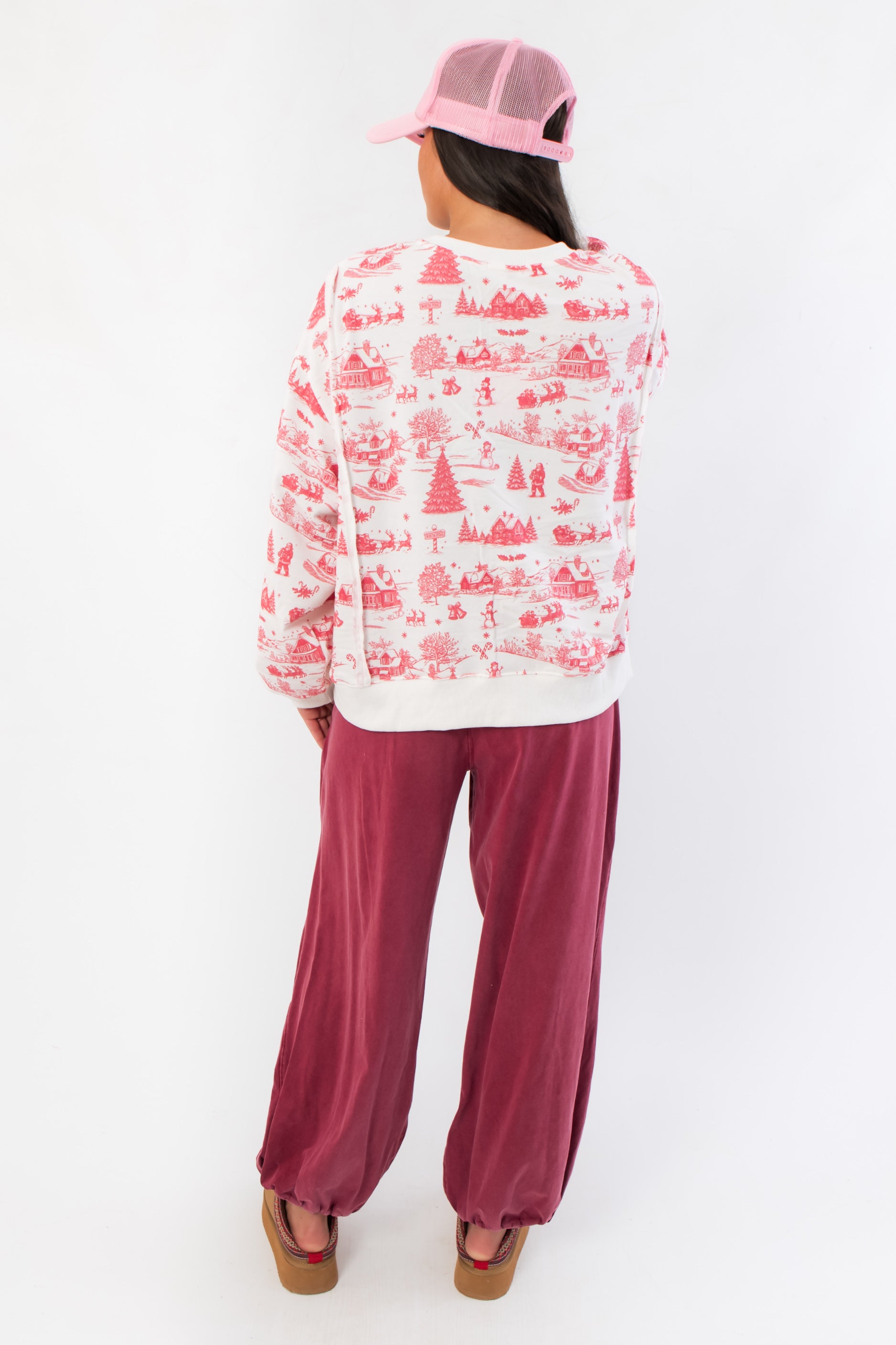 Holiday Toile Red Patterned Sweatshirt