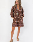 Caroline Brown Floral Mini Dress