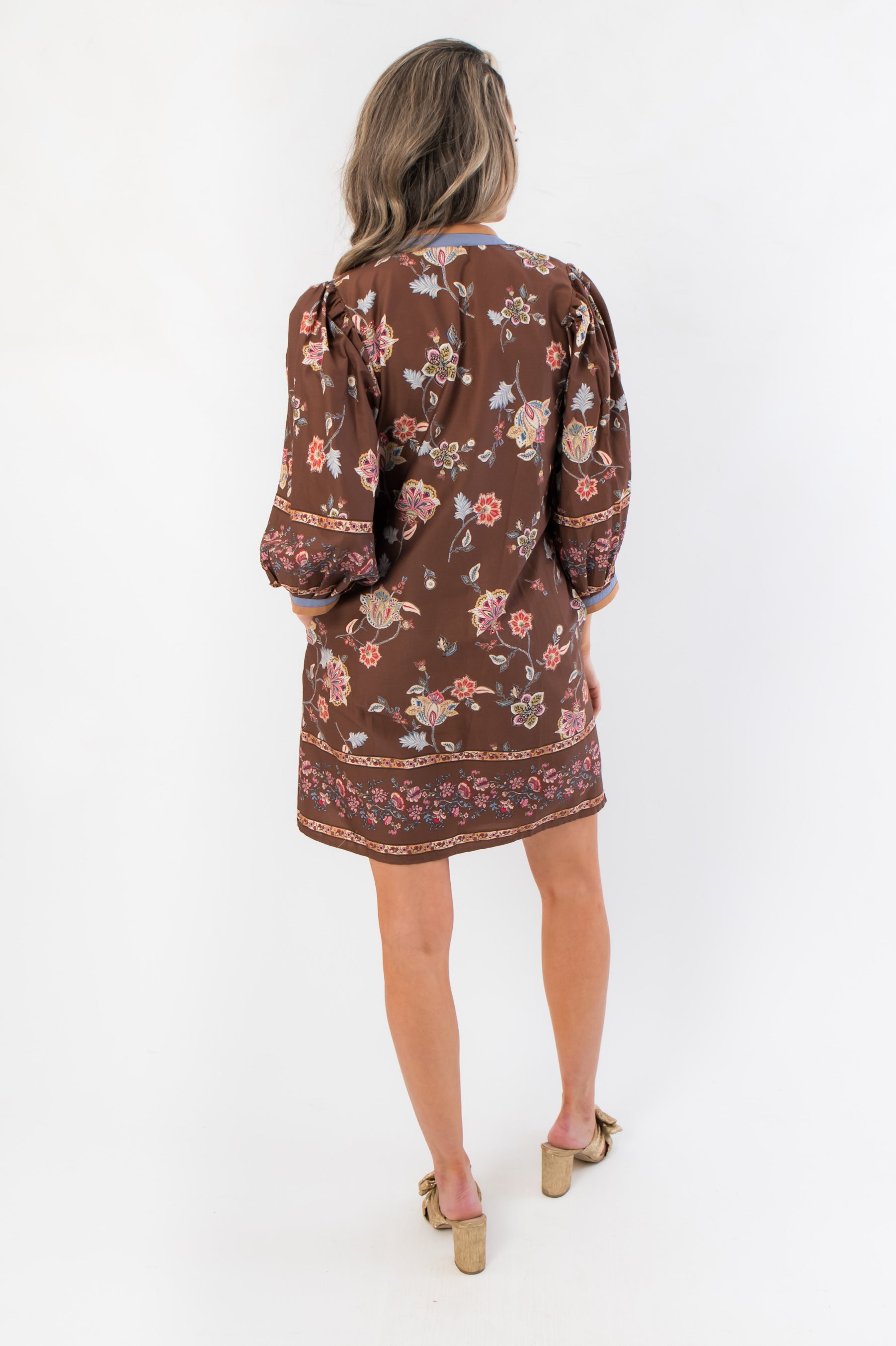 Caroline Brown Floral Mini Dress