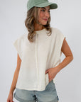 Frankie White Knit Sleeveless Sweater side view