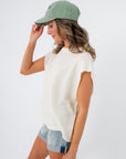 Frankie White Knit Sleeveless Sweater with cap