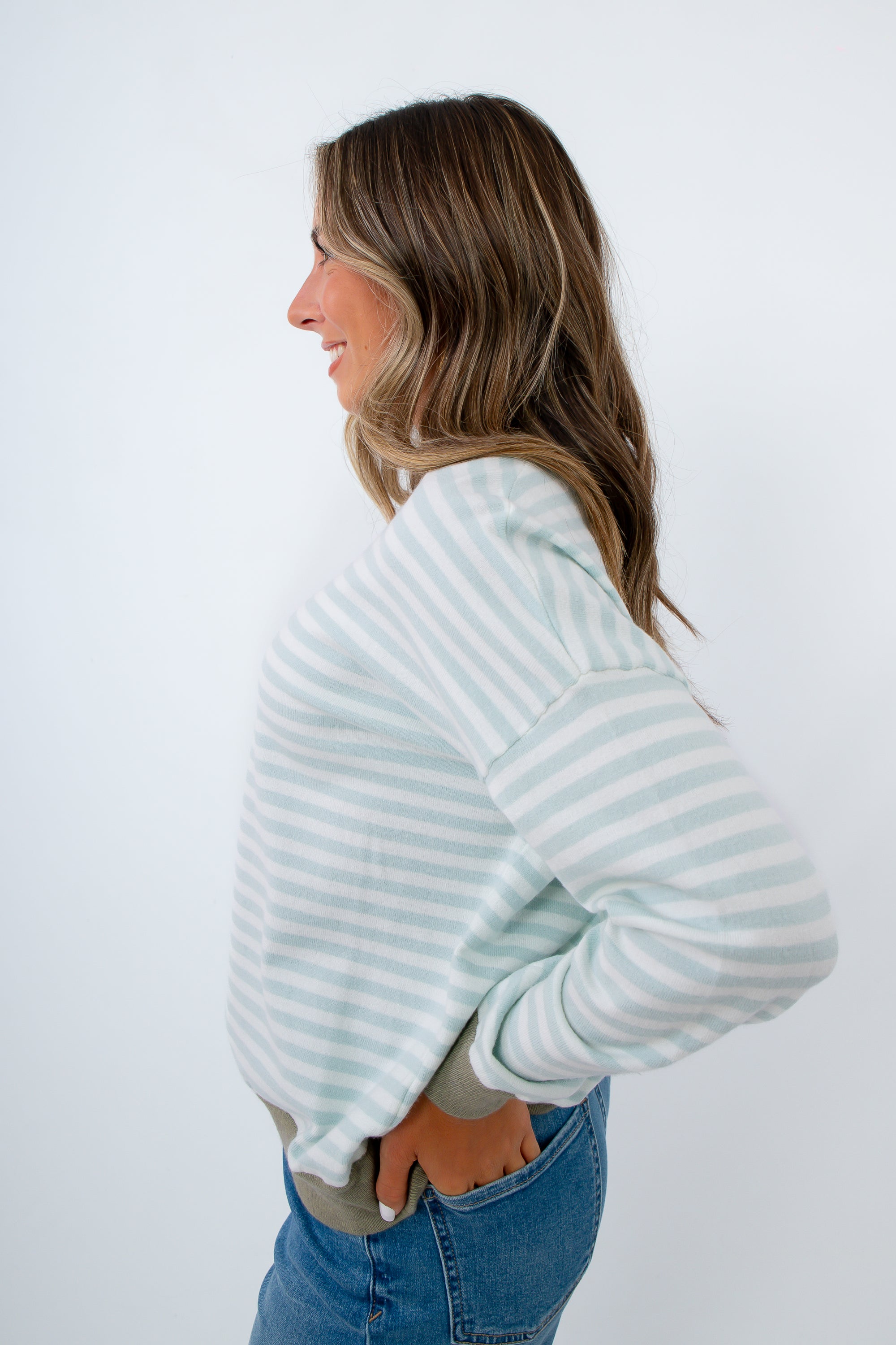 Comfy soft knit striped top for women, fall lightweight sweaters, comfy lightweight sweater