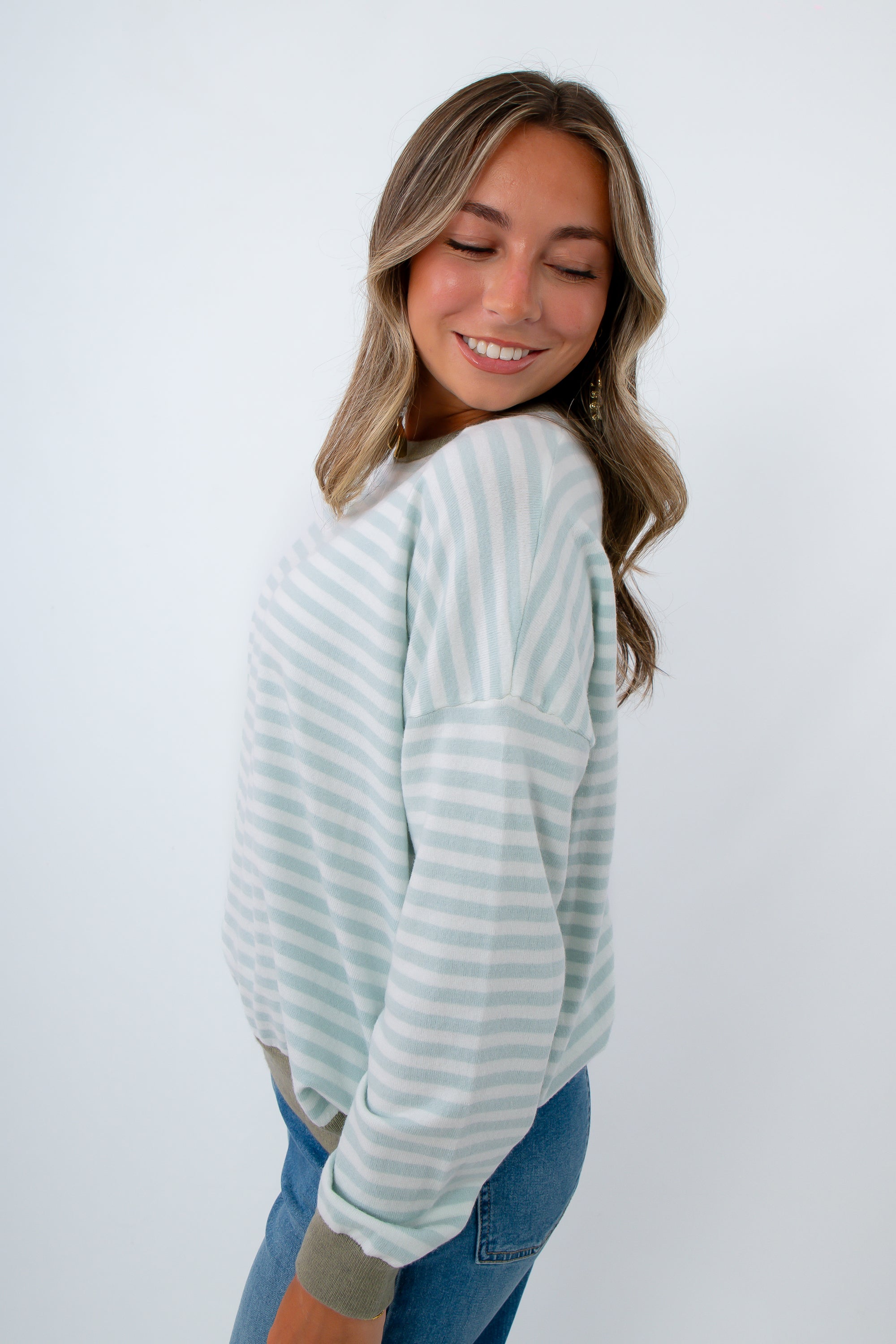 Lightweight long sleeve striped sweater for fall, fall sweaters, long sleeve top for fall