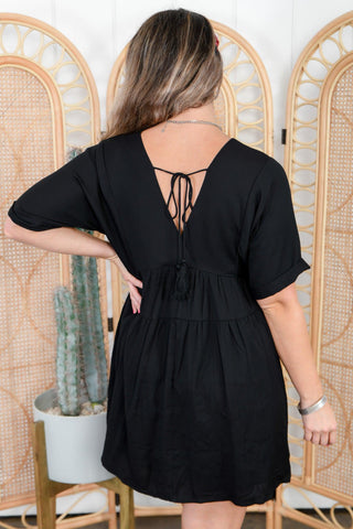 Endlessly Charming Black Tiered Babydoll Dress-Mustard Seed-L. Mae Boutique