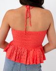 Citrus Crush Orange Eyelet Halter Top