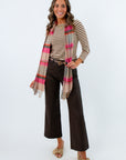 Brown striped fall top with boatneck neckline for casual wear, brown striped long sleeve top, casual fall tops, brown striped top