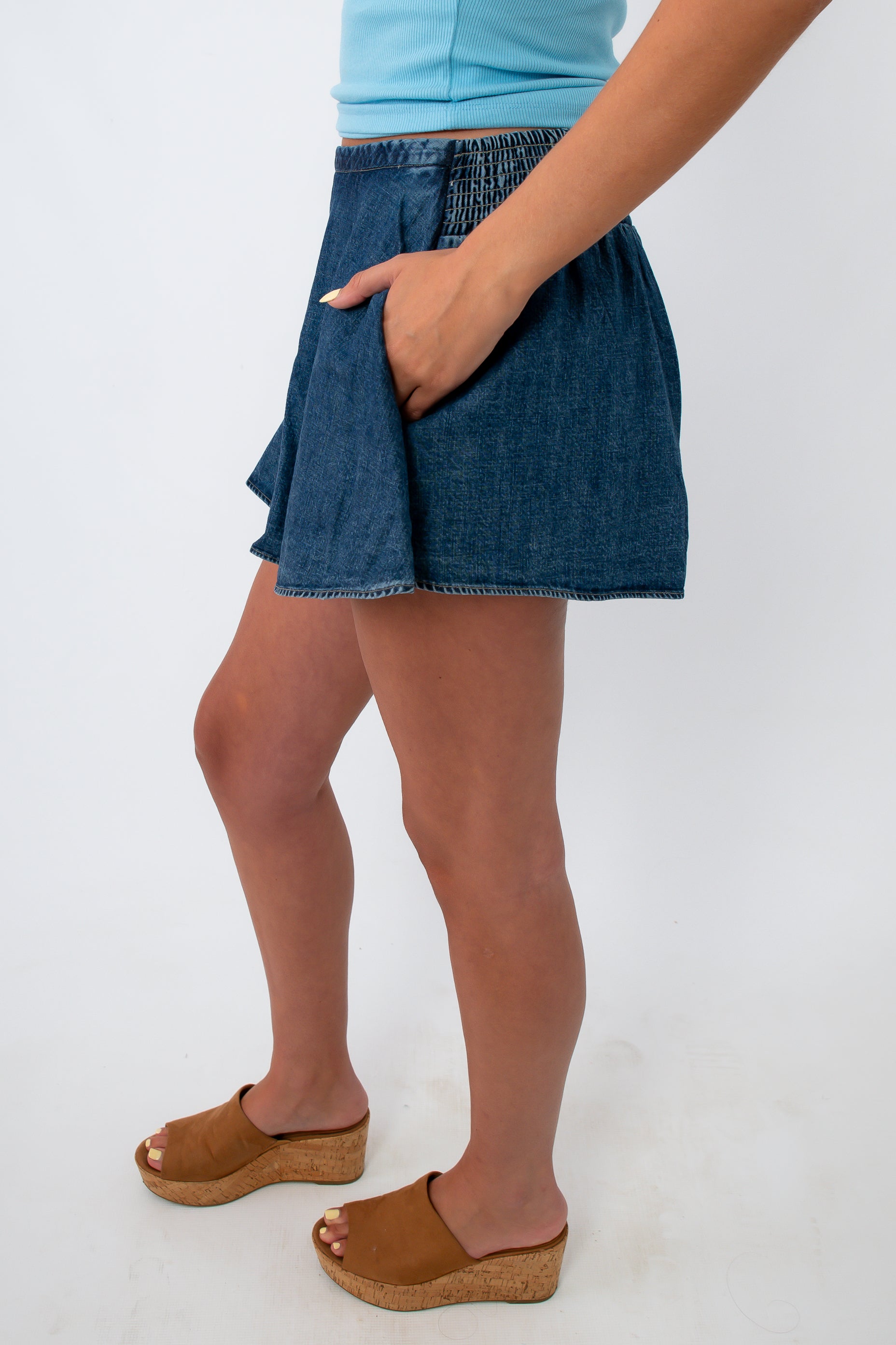 Free People Mid Indigo Paradise Found Denim Skort