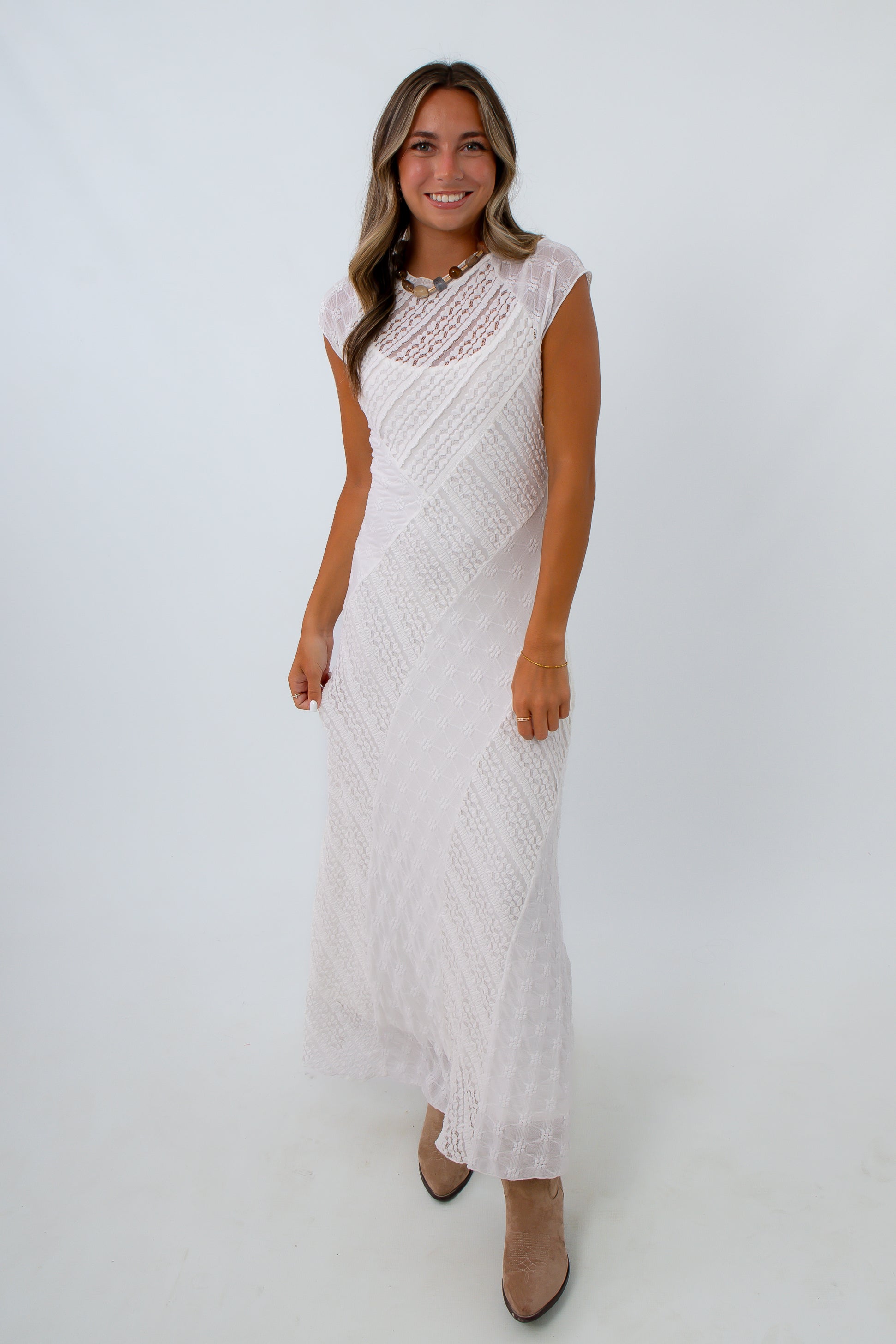 Ella White Lace Maxi Dress
