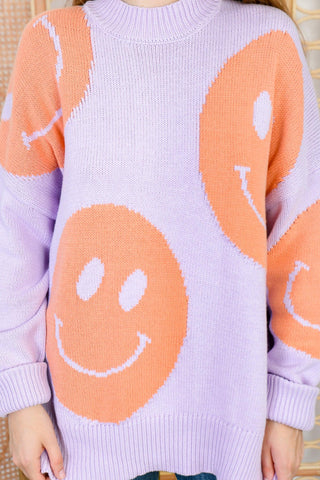 Lavender & Orange Smile Sweater-By Together-L. Mae Boutique