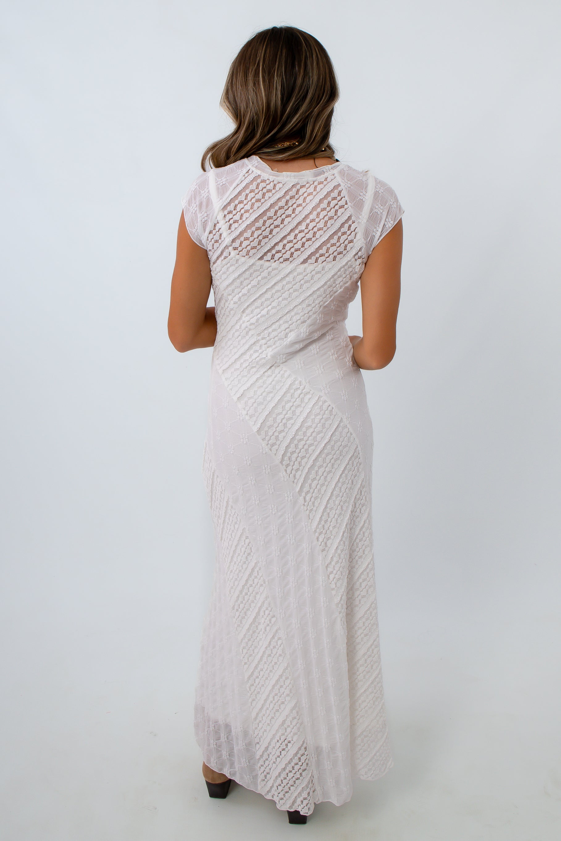 Ella White Lace Maxi Dress