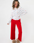 Z Supply Festive Red Luxe Pointelle Pant