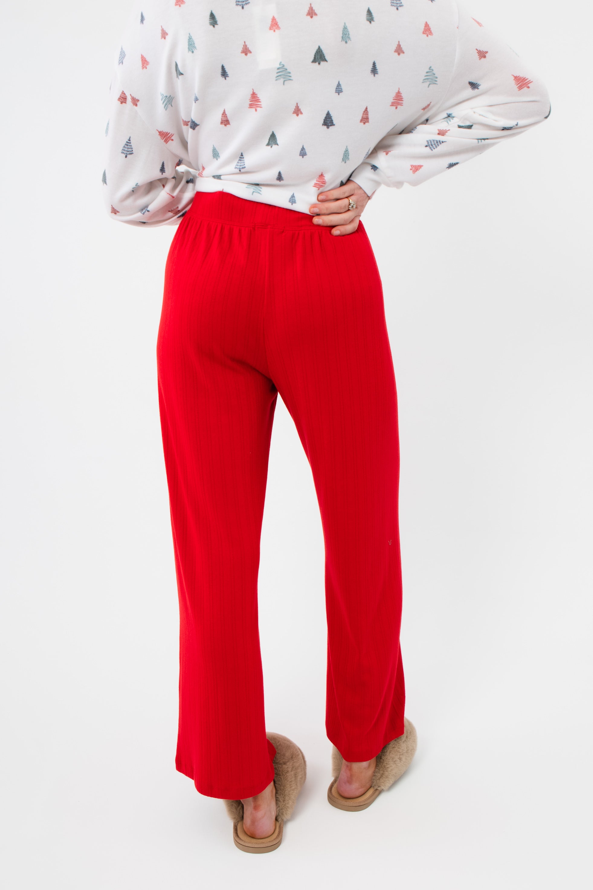 Z Supply Festive Red Luxe Pointelle Pant