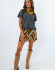 Magnolia Belle Charcoal Ruffle Short Sleeve Sweater