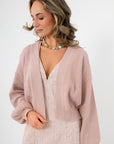 Clare Mauve Waffle Knit Cardigan front view