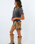 Elevated basic charcoal and cream sweaters with ruffle detail, grey short sleeve sweater, fall short sleeve sweater