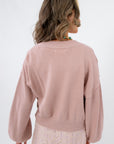 Clare Mauve Waffle Knit Cardigan back view