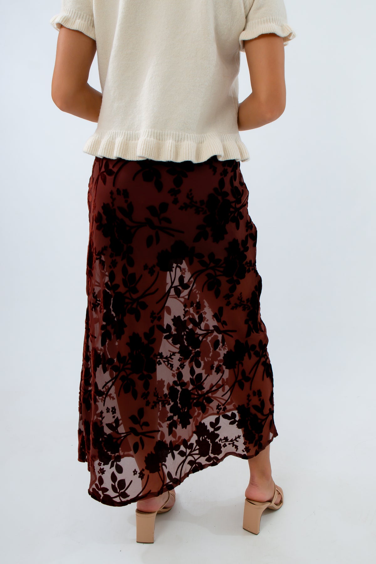 Skirts for fall, long velvet skirt for fall, fall patterned skirt, velvet skirt, mesh midi skirt