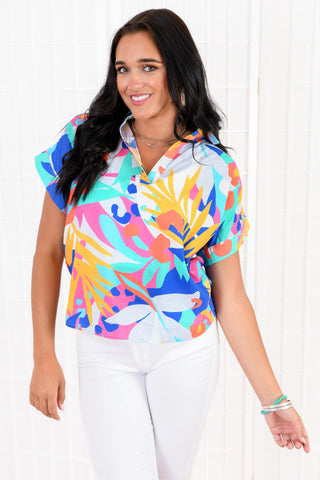 THML Kimberly Tropical Abstract Top-THML-L. Mae Boutique