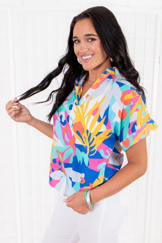 THML Kimberly Tropical Abstract Top-THML-L. Mae Boutique