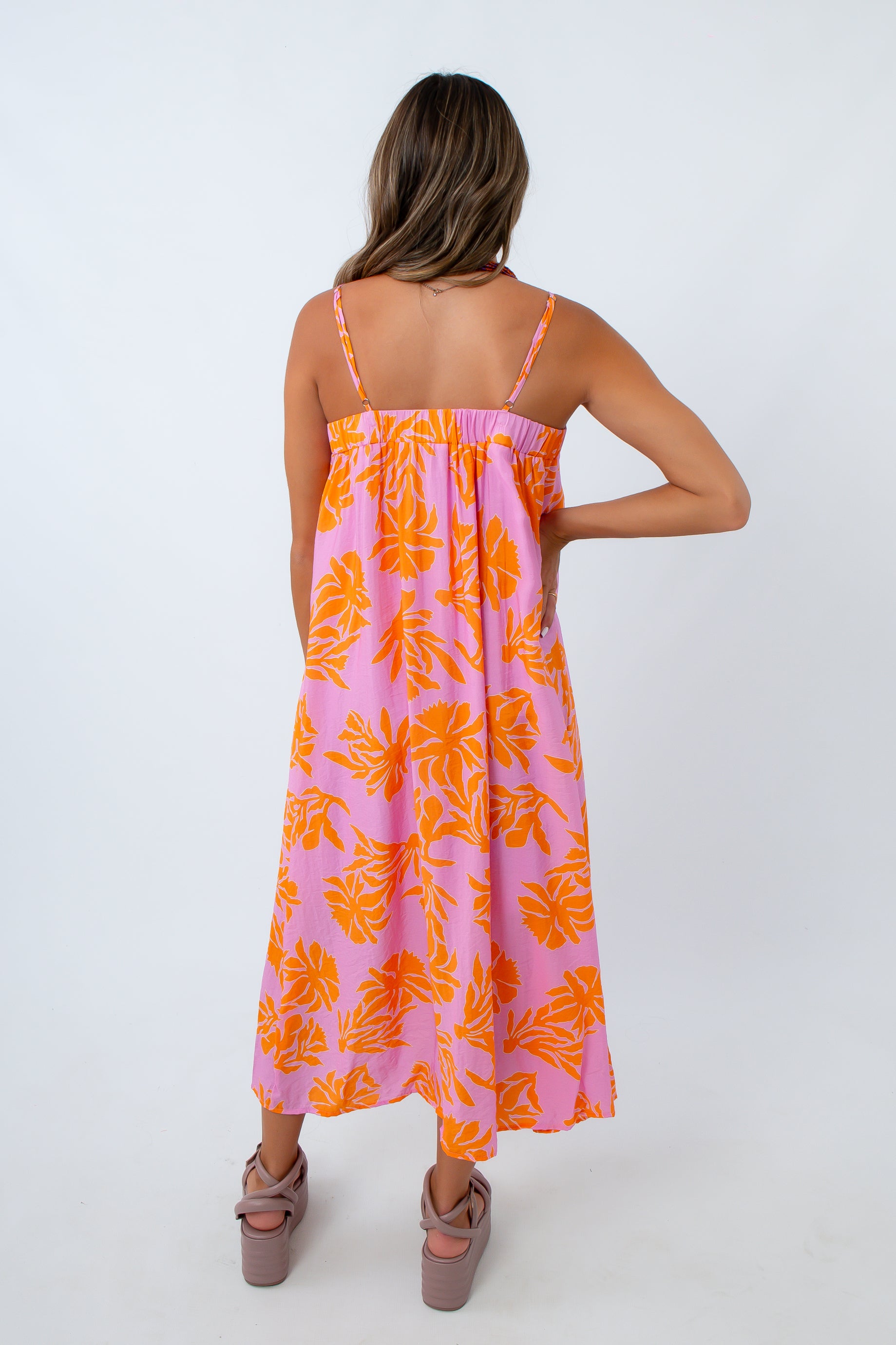 Floral summer sundress, long purple dress, long orange dress, long floral dress