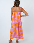 Floral summer sundress, long purple dress, long orange dress, long floral dress