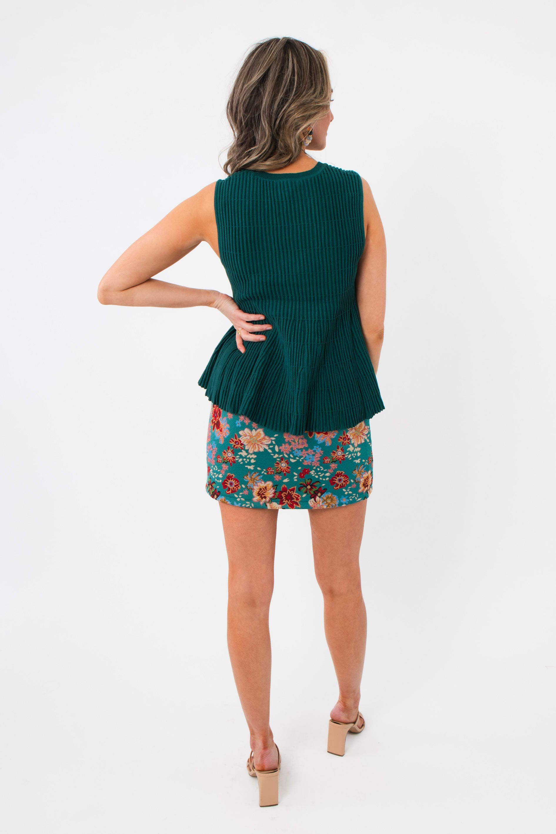 Maren Flared Green Knit Top