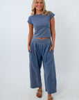 Campus Crush Washed Denim Barrel Knit Pant
