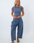 Blue loungewear set, washed denim loungewear set, matching loungewear set, comfy blue matching sets