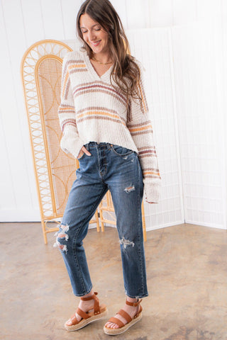 Free People Ivory Oak Combo Kennedy Pullover-Free People-L. Mae Boutique