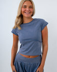 Campus Crush Washed Denim Knit Crop Top