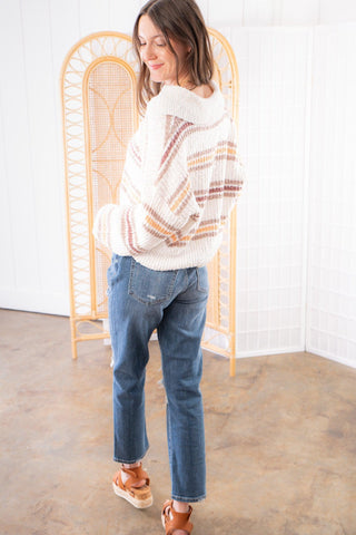 Free People Ivory Oak Combo Kennedy Pullover-Free People-L. Mae Boutique